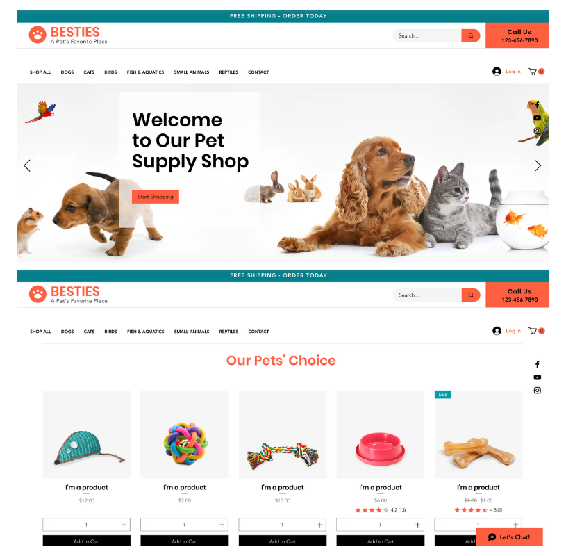 Wix Template Pet Supply Store